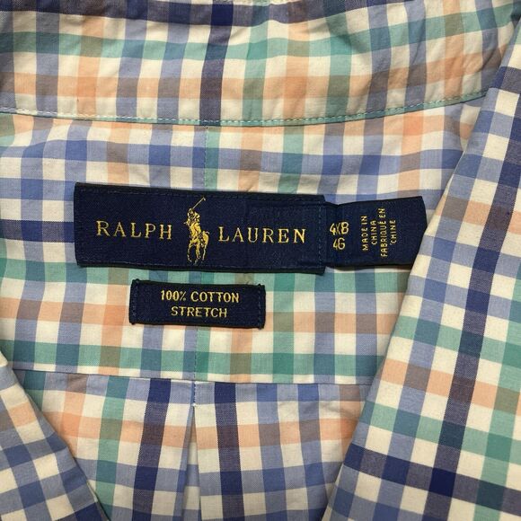 Polo Ralph Lauren Check Long Sleeve Button Down Shirt White Blue Size 4XB - Picture 3 of 6